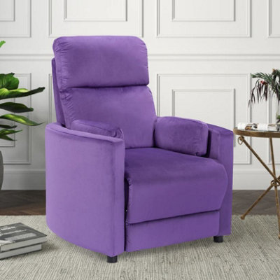 Manual Recliner Chair In Purple Velvet Fabric from B&Q