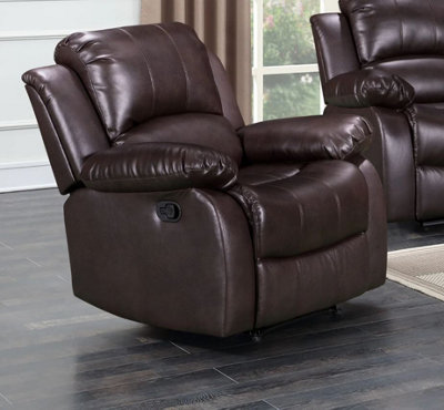 Manual Recliner Chair In Brown Faux Leather from B&Q