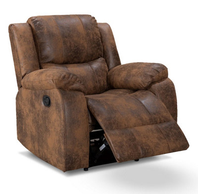 Faux Leather Suede Brown Naples Manual Recliner Chair from B&Q