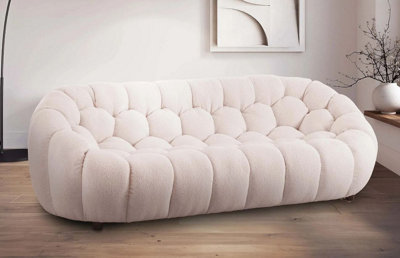 Teddy Boucle Fabric White 3 Seater Sofa from B&Q