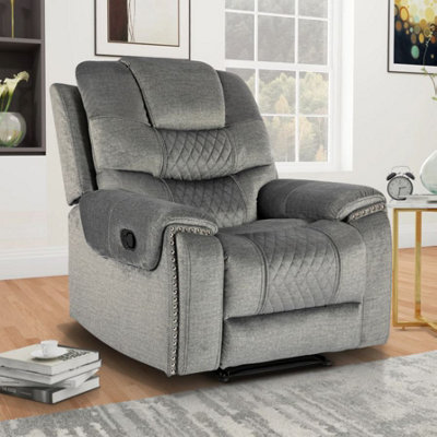 Manual Recliner Chair In Grey Chenille Fabric from B&Q