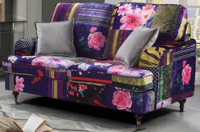 2 Seater Sofa In Patchwork Multicolour Fabric from B&Q
