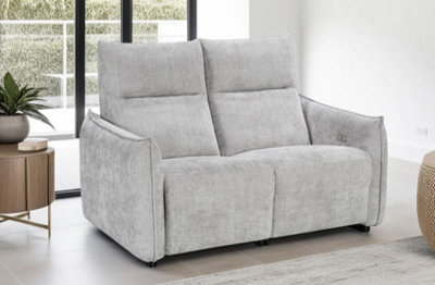 2 Seater Electric Recliner Sofa In Grey Textured Chenille from B&Q