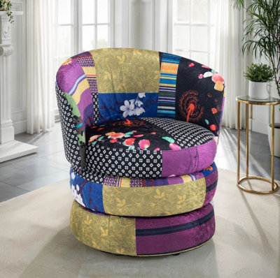Accent Swivel Chair In Multicoloured Patchwork Fabric from B&Q