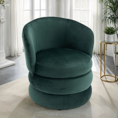 Accent Swivel Chair In Bottle Green Velvet Fabric from B&Q