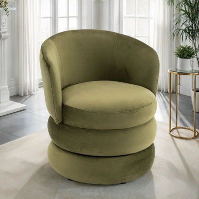 Accent Swivel Chair In Sage Green Velvet Fabric from B&Q