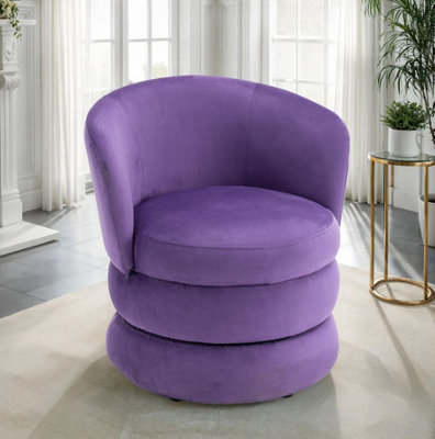 Accent Swivel Chair In Purple Velvet Fabric from B&Q