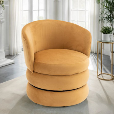 Accent Swivel Chair In Gold Velvet Fabric from B&Q