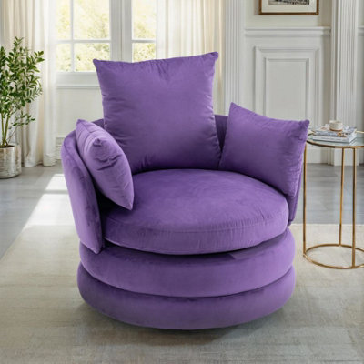 Accent Swivel Chair In Purple Velvet from B&Q