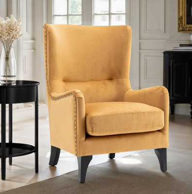 Accent Wingback Chair In Gold Velvet from B&Q