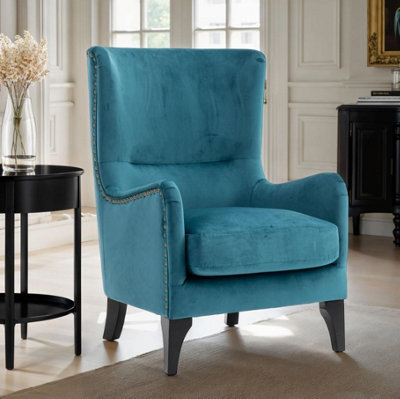 Accent Wingback Chair In Teal Velvet from B&Q