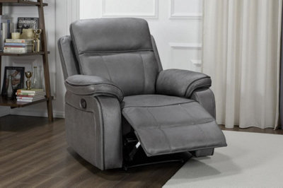 Faux Leather Grey Manual Recliner Chair from B&Q