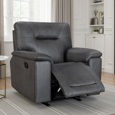 Faux Leather Grey Murcia Manual Recliner Chair from B&Q