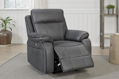Faux Leather Grey Electric Recliner Chair Vegas from B&Q