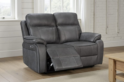Faux Leather Grey 2 Seater Electric Recliner Sofa Vegas from B&Q