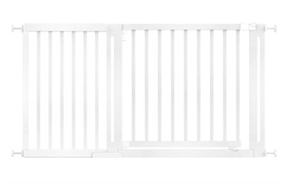 Safetots Wooden Elegance GateWhite145Cm153CmPressure Fit Safety Gate73Cm Extra Wide DoorwayEasy Installation from B&Q