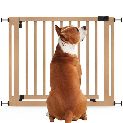 B&Q -  Wooden Elegance Dog GateNatural95Cm103CmPressure Fit Pet Gate73Cm Extra Wide DoorwayEasy Installation