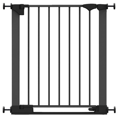 Safetots Black Safestep Gate, - 75Cm, Extra Low Walkthrough, Pressure Fit Safety Gate, Baby Gate For Stairs And Doors 68Cm