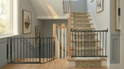 Safetots Solution For Up And Down StaircasesBlackMulti PanelsUp To 128CmAndScrew Fit Gate67Cm105.5Cm from B&Q
