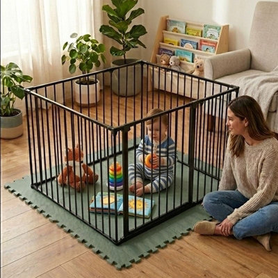 Safetots Black/Green Play Den X, 70Cm High, With Soft Foam Play Mat, Soft 120Cm X 120Cm 105Cm B&Q