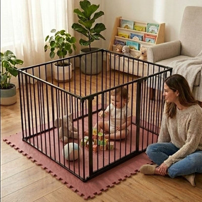 Safetots Black Play Den X, 70Cm High, With Soft Foam Play Mat, Warm Rose, 120Cm X 120Cm 105Cm B&Q
