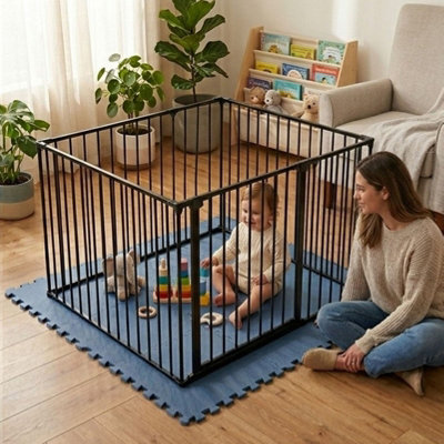 B&Q -  Play Den 105Cm X 105CmBlack70Cm HighWith Soft Foam Play MatDusty Blue120Cm X 120Cm