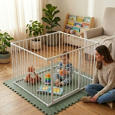 Safetots White/Green Play Den X, 70Cm High, With Soft Foam Play Mat, Soft 120Cm X 120Cm 105Cm B&Q