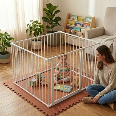 Safetots White Play Den X, 70Cm High, With Soft Foam Play Mat, Mocha, 120Cm X 120Cm 105Cm B&Q