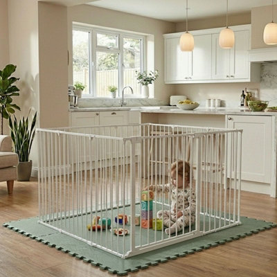 Safetots White/Green Play Den X 144Cm, 70Cm High, With Soft Foam Play Mat, Soft 120Cm X 150Cm 105Cm B&Q