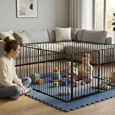 Safetots Black/Blue Play Den X, 70Cm High, With Soft Foam Play Mat, Dusty 150Cm X 150Cm 144Cm B&Q