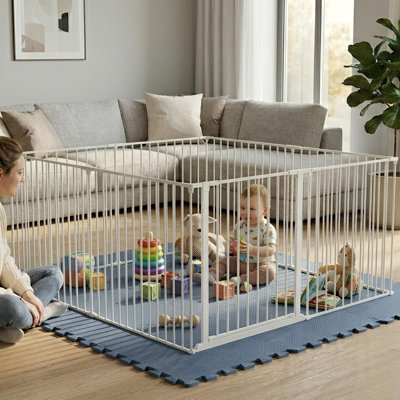 Safetots White/Blue Play Den X, 70Cm High, With Soft Foam Play Mat, Dusty 150Cm X 150Cm 144Cm B&Q