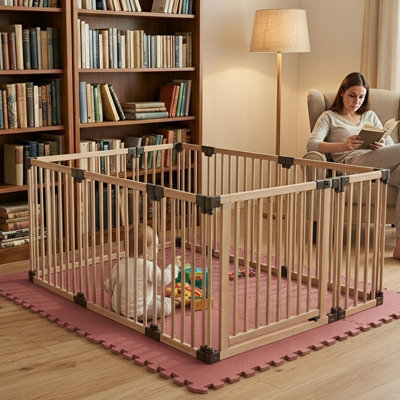 Safetots Wooden Play Den 120Cm X 200CmNatural Wood76Cm HighWith Soft Foam Play MatWarm Rose150Cm X 210Cm from B&Q