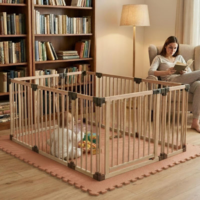 Safetots Wooden Play Den 120Cm X 200CmNatural Wood76Cm HighWith Soft Foam Play MatMocha150Cm X 210Cm from B&Q