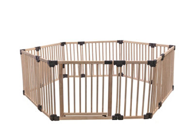 Safetots (Natural, Hexagon (6 X 120Cm)) Wooden Play Den Natural Wood, 76Cm High, With Soft Foam Play Mat - Image 4