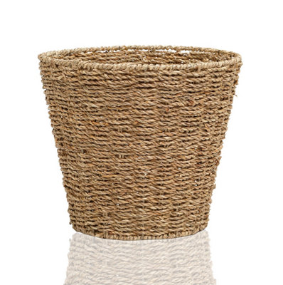 Mantraraj Seagrass Waste Paper Basket Bin Round Open Versatile Wastebasket For Garbage And Rubbish from B&Q