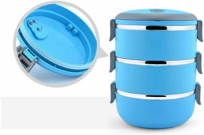 B&Q 3 Compartment Stackable Stainless Steel Lunch Box Stackable Lunch Box 3-Layer Bento Box For Kids Adults Portable Food Container