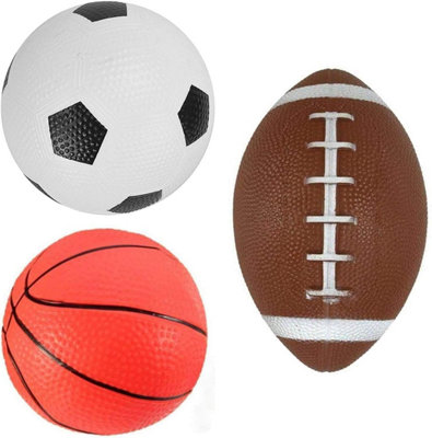 Soft Inflated Mini Sports Balls Pack Of 3 Football Rugby Balls Football And Basketball Indoor Outdoor Soft Toys For Children