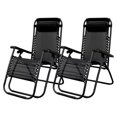 Mantraraj Set Of 2 Zero Gravity Chairs Garden Recliner Chairs With Adjustable Head Rest Folding Sun Loungers With Headrest Pillow from B&Q