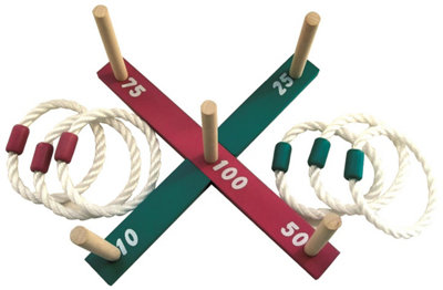 Mantraraj Wooden Garden Quoits Ring Toss Indoor Outdoor Family Pegs Kids Rope Hoopla Game Part Bbq Games Kids Adult Family Fun from B&Q