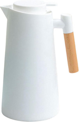 Mantraraj 1 Litre Thermal Coffee Carafe Jugs Vacuum Insulated Coffee Pot With Temperature Display Coffee Tea Jug (White) from B&Q