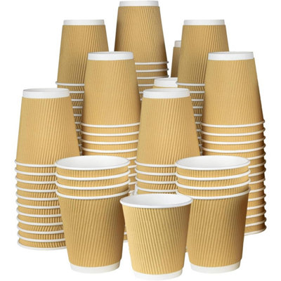 Econx 8Oz Takeaway Coffee Cups Disposable Ripple Insulated Brown Paper Coffee Cups For Hot And Cold Drinks (Pack Of 50) from B&Q