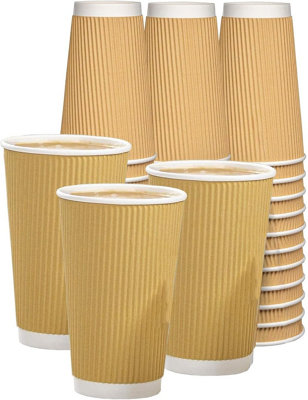 16Oz Disposable Paper Coffee Cups Takeaway Coffee Tea Ripple Cups For Hot And Cold Drinks (Pack Of 100)