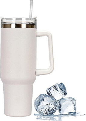 Mantraraj 40Oz Stainless Steel Travel Mug Tumbler Cup Vacuum Insulated Leakproof Double Wall Flask (Cream) from B&Q