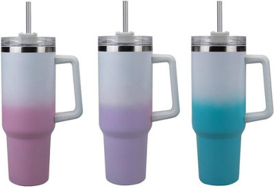 Mantraraj 40Oz Stainless Steel Travel Mug Tumbler Cup Vacuum Insulated Leakproof Double Wall Flask (Ombre Blue) from B&Q