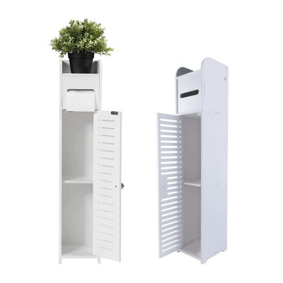  - Mantraraj Pvc Bathroom Shelf Cabinet Cupboard 3 Tier Bedroom Storage Unit Toilet Roll Paper Cabinet Free Standing