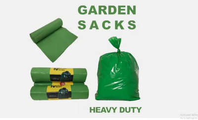 B&Q Mantraraj Roll Of 10 Heavy Duty Green Bin Liners Rubbish Bags Strong Waste Refuse Sacks 100L Pack Of 3