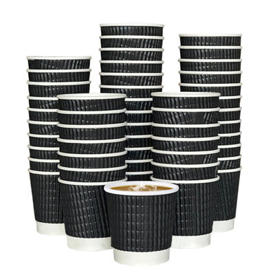  - Econx 500 X 4Oz Disposable Coffee Cups Insulated Triple Wall Ripple Black Paper Coffee Cups For Takeaway Coffee Tea