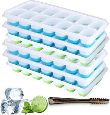 Silicone Ice Cube Trays 6 Pack With Non-Spill Removable Lids And Ice Tong Easy To Remove Ice Cube Tray Lfgb Certified Bpa Free from B&Q