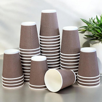 Econx 200 X 12Oz / 340Ml Disposable Coffee Cups Leak Proof Triple Layered Takeaway Paper Cups For Hot And Cold Drinks (Brown Check from B&Q