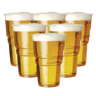 Econx 500 X Heavy Duty Clear Plastic Full Pint Glasses Tumblers Disposable Drinks Cups For Parties Celebrations Drinking Cups from B&Q